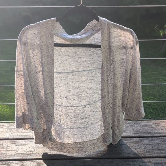 LOFT Gray Cardigan Sweater Open-Front Relaxed Fit - Picture 3 of 11